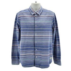 Scotch & Soda Everyday Holiday Regular Navy Chic Blue Striped Button Shirt Large